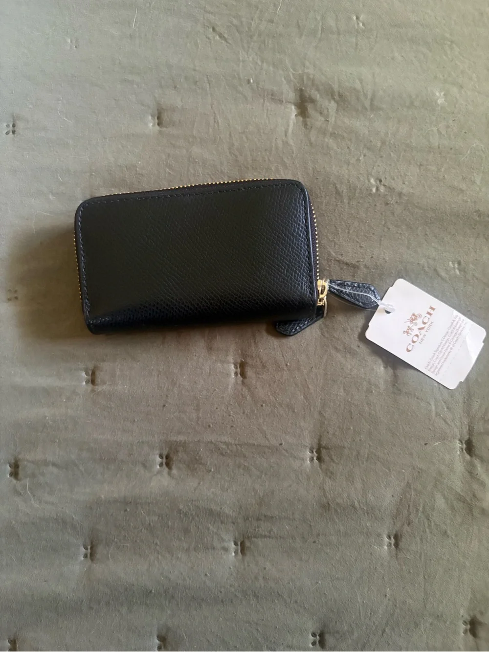 NWT COACH Black Zip-Around Leather Wallet